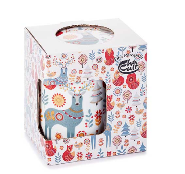 Téli erdő duplafalú porcelán bögre 3 részes