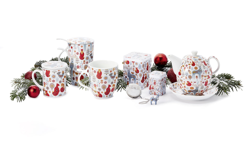 Téli erdő duplafalú porcelán bögre 3 részes