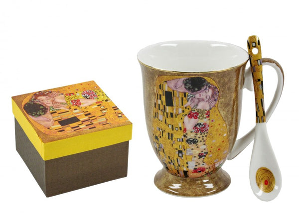 Bögre + kanál Klimt fekete  2,8dl díszdobozban