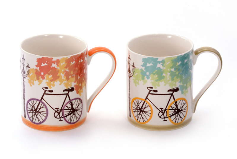 Biciklis teás, kávés porcelán bögre