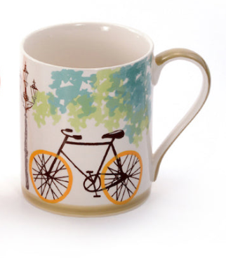 Biciklis teás, kávés porcelán bögre