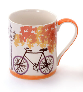 Biciklis teás, kávés porcelán bögre