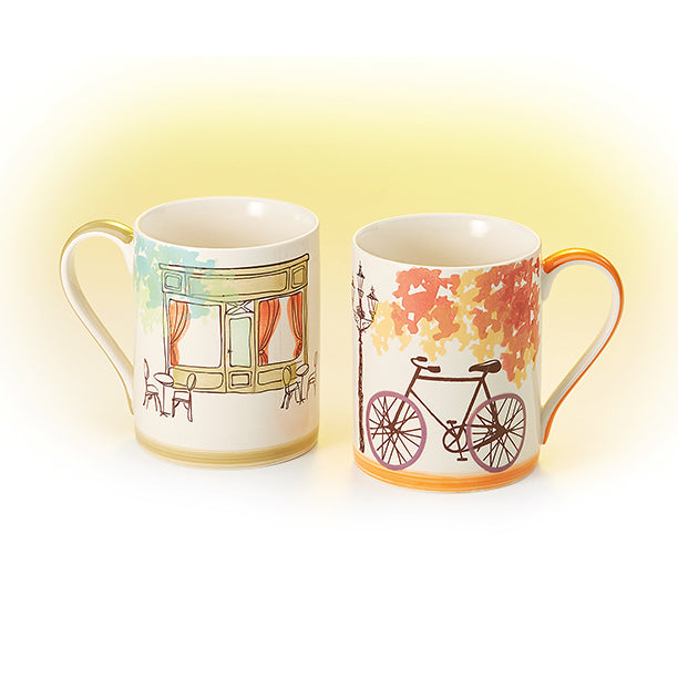 Biciklis teás, kávés porcelán bögre