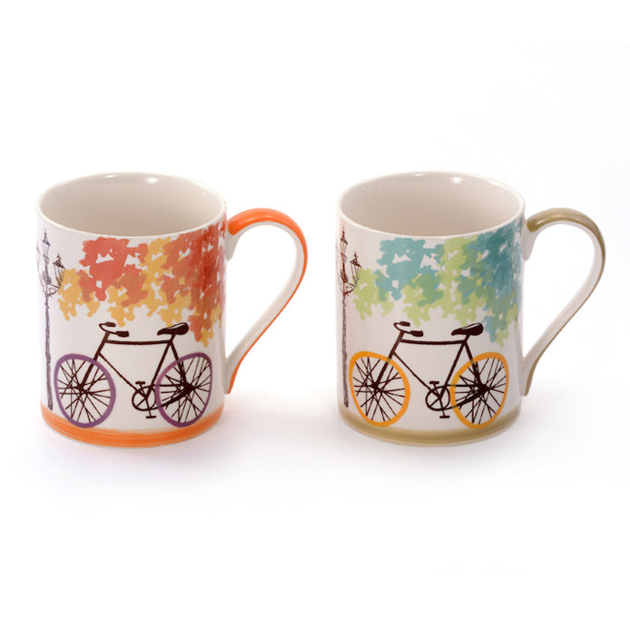 Biciklis teás, kávés porcelán bögre