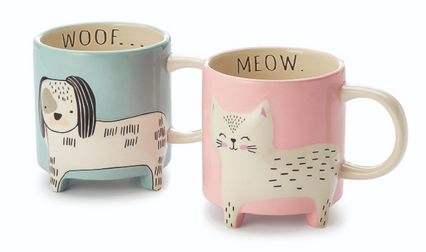 "Woof" és "Meow" kutyás cicás nagy bögre