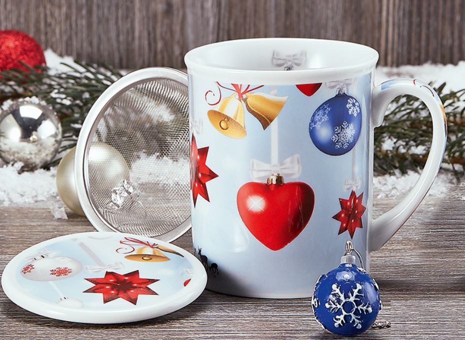 "Joyce" porcelán 3 részes szűrős bögre ajándék dobozban Cha Cult