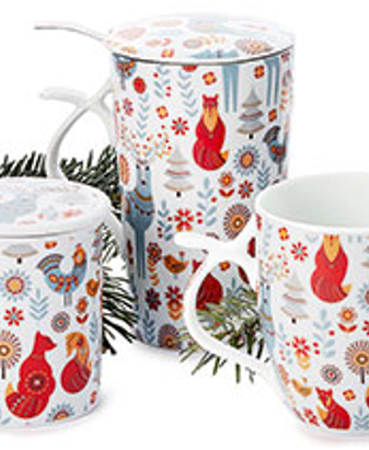 Téli erdő duplafalú porcelán bögre 3 részes